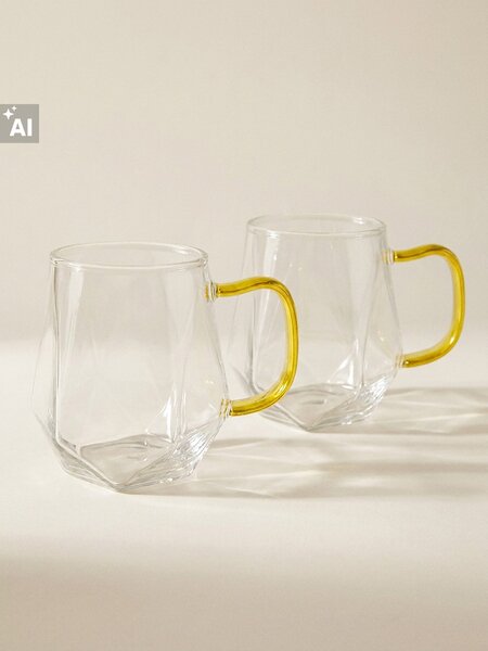 Sinsay - Üvegbögrék geometrikus aljjal 2 pack - clear
