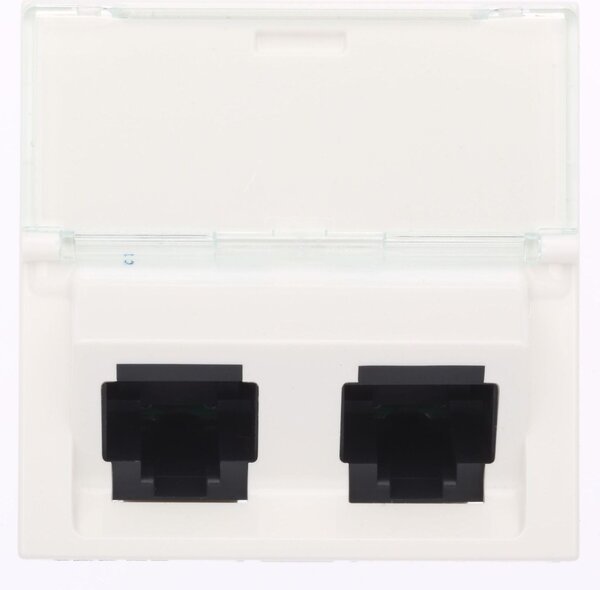 Legrand 076502 Program Mosaic 2 x RJ 45 45fokban döntött aljzattal/ fehér RJ 45 informatikai csatlakozóaljzat