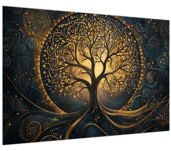 Kép – Arany aurájú fa (90x60 cm)