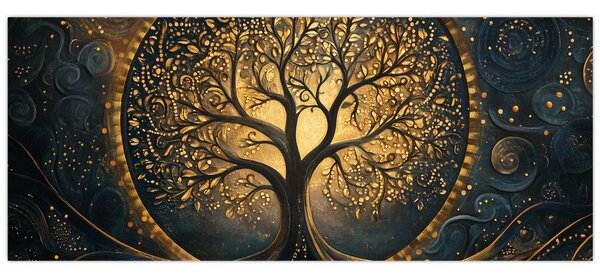 Kép – Arany aurájú fa (120x50 cm)