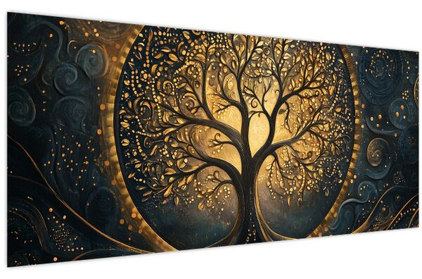 Kép – Arany aurájú fa (120x50 cm)
