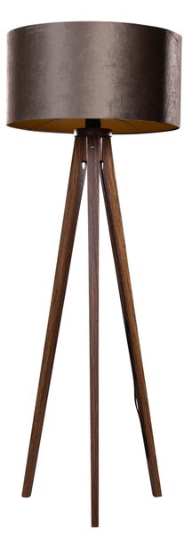 Háromlábú állólámpa diófa barna bársony árnyékkal 50 cm - Tripod Classic