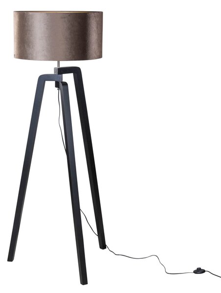 Állólámpa fekete színű, barna bársony lámpabúrával, 50 cm - Puros
