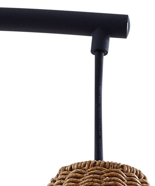 Lucande kültéri állólámpa Taniola, bézs, rattan, 195cm, IP44, Világos fa, Fa, Vidéki otthon / Rusztikus