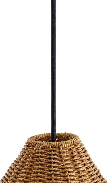 Lucande Taniola kültéri függőlámpa, 1 izzó, bézs, rattan, IP44, dimmelhető, Világos fa, Fa, Vidéki otthon / Rusztikus