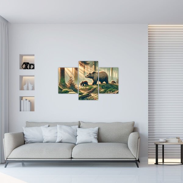 Kép - Medvék az erdőben (90x60 cm)