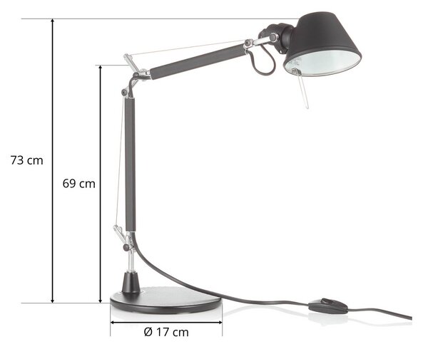 Artemide Tolomeo Micro asztali világítás, fekete, Fekete, Dolgozószoba / Iroda, Alumínium, Dizájn