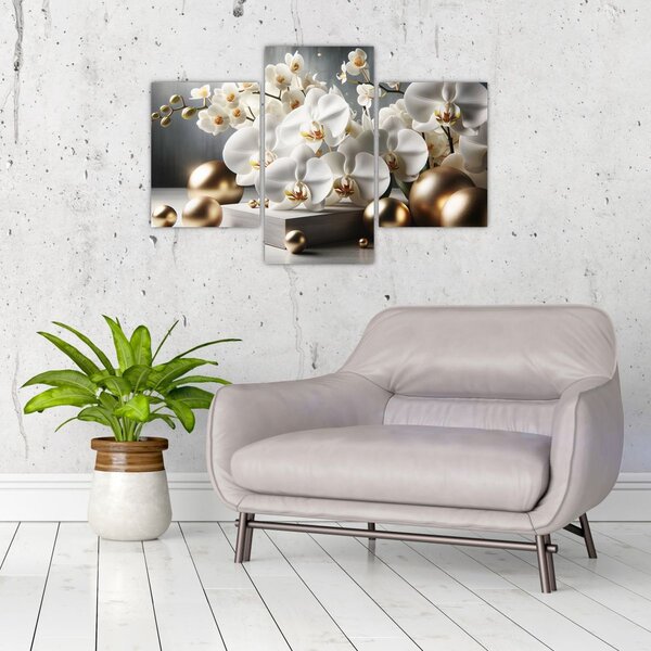 Kép - Orchidea és aranygolyók (90x60 cm)