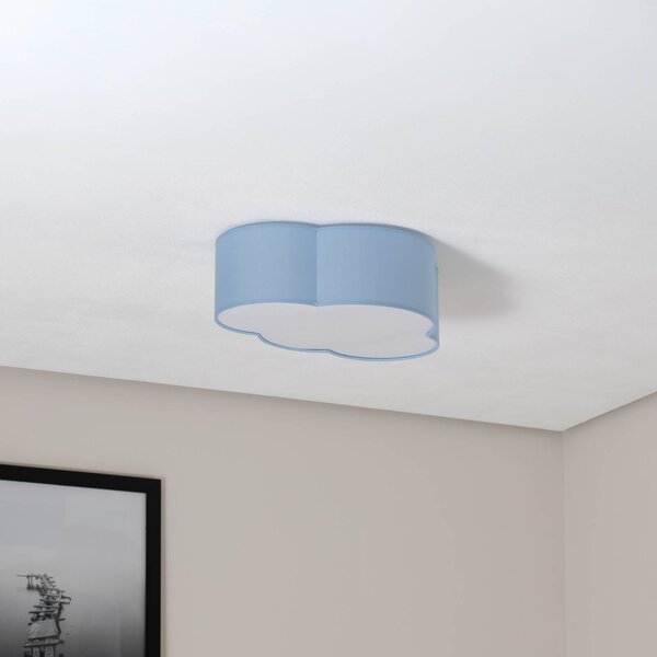TK Lighting Mennyezeti világítás Cloud, kék, 43 cm hosszú, textil, felhő, E27, dimmelhető, Kék, Gyermekszoba, Textil / szövet / selyem, Fiatalos életstílus