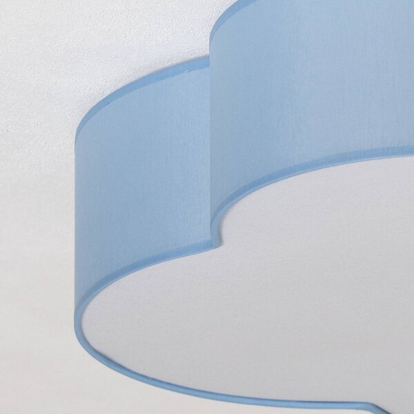 TK Lighting Mennyezeti világítás Cloud, kék, 63 cm hosszú, textil, felhő, E27, dimmelhető, Kék, Gyermekszoba, Textil / szövet / selyem, Fiatalos életstílus