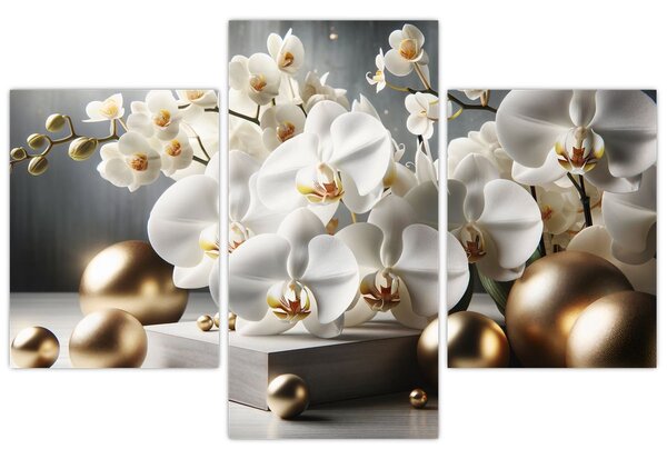 Kép - Orchidea és aranygolyók (90x60 cm)