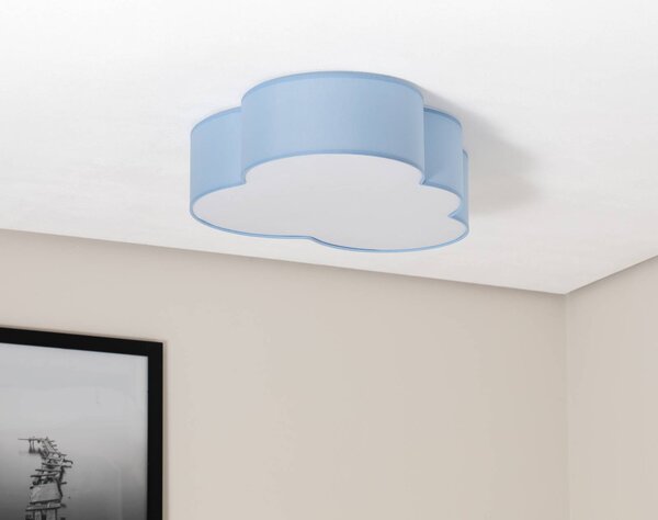 TK Lighting Mennyezeti világítás Cloud, kék, 63 cm hosszú, textil, felhő, E27, dimmelhető, Kék, Gyermekszoba, Textil / szövet / selyem, Fiatalos életstílus