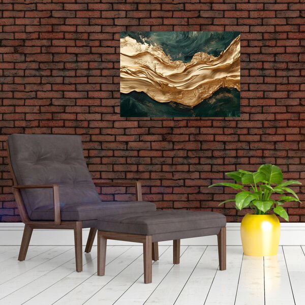 Kép - Zöld absztrakció arannyal II. (70x50 cm)