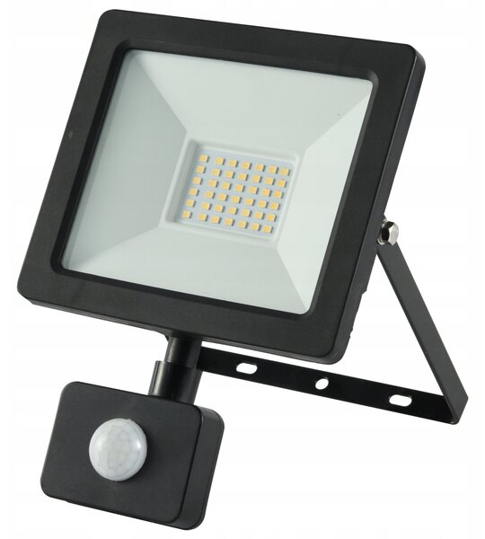 Projektor LED 30W 3350lm 4000K Premium z czujnikiem czarny IP44 GW-0013