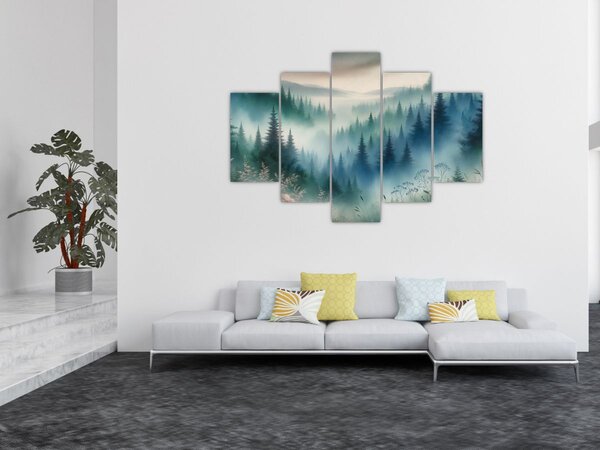 Kép - Erdős táj köddel (150x105 cm)