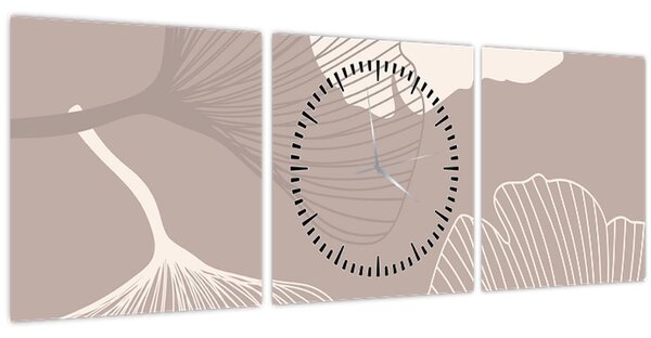 Kép - Bézs színű levelek N⁰1 (órával) (90x30 cm)