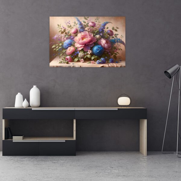 Kép - Asztal tele virágokkal (90x60 cm)