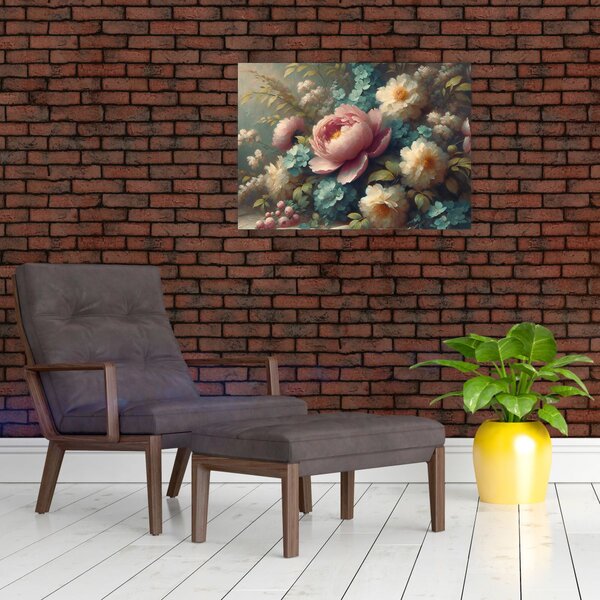 Kép - Természet csendélet virágokkal - festmény (70x50 cm)