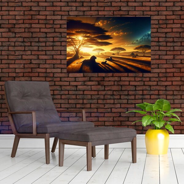 Kép - Pihenő oroszlánok (90x60 cm)