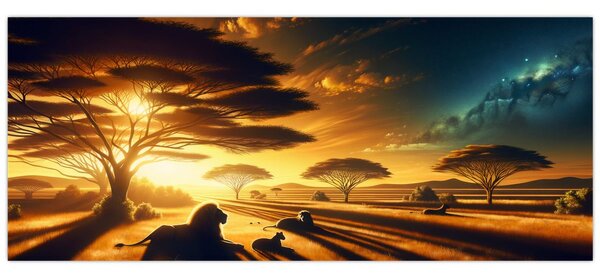 Kép - Pihenő oroszlánok (120x50 cm)