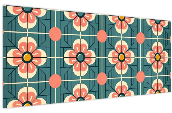Kép - Retro virágminta (120x50 cm)