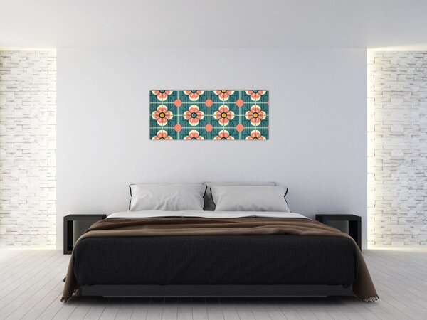 Kép - Retro virágminta (120x50 cm)