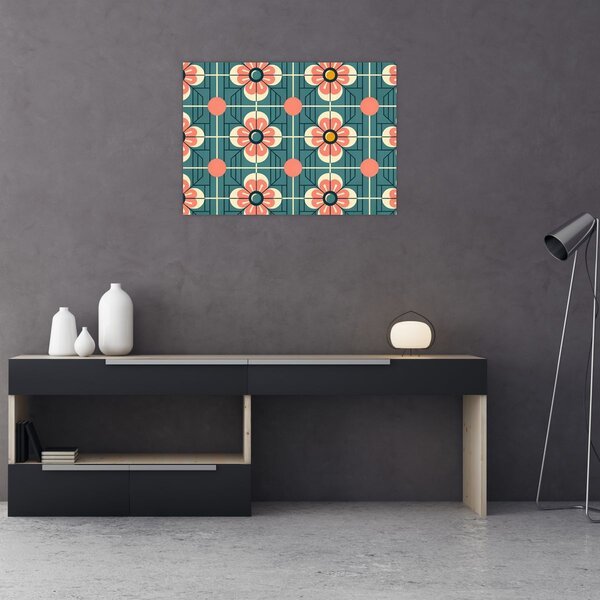 Kép - Retro virágminta (70x50 cm)