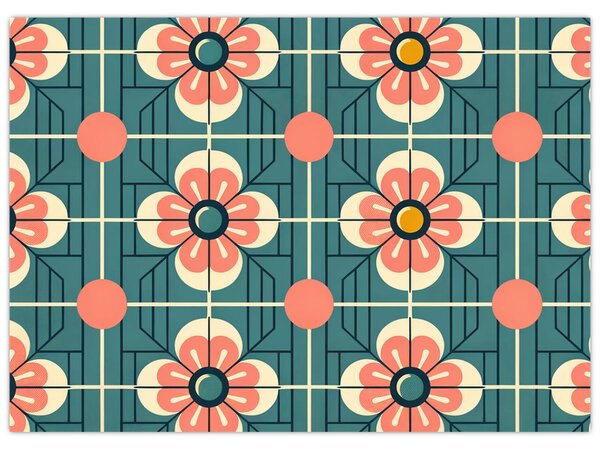 Kép - Retro virágminta (70x50 cm)