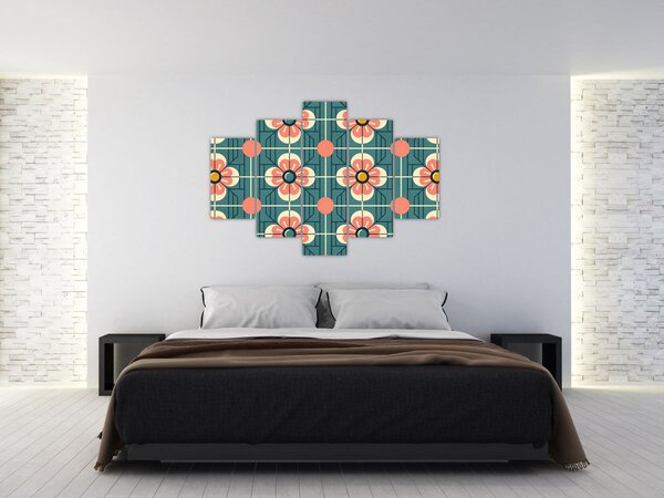 Kép - Retro virágminta (150x105 cm)