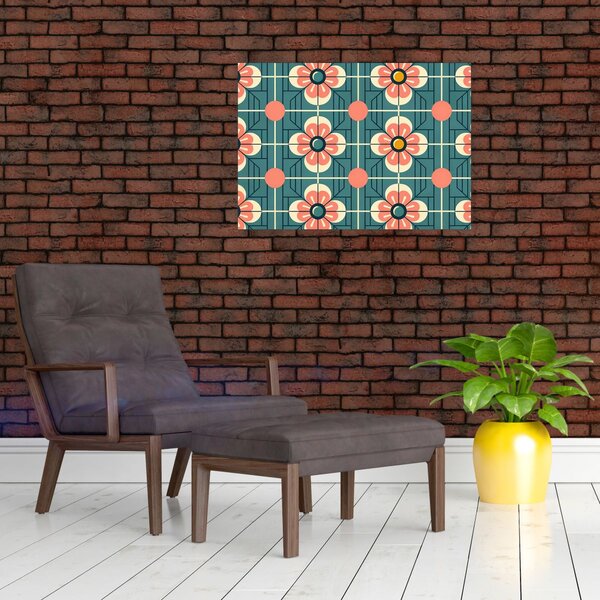 Kép - Retro virágminta (70x50 cm)