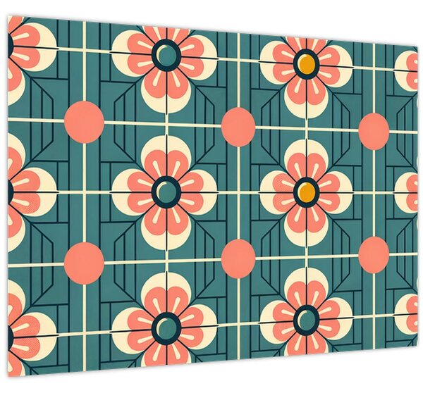 Kép - Retro virágminta (70x50 cm)