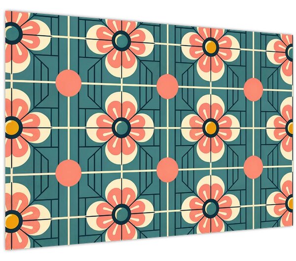 Kép - Retro virágminta (90x60 cm)