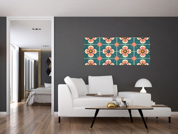 Kép - Retro virágminta (120x50 cm)