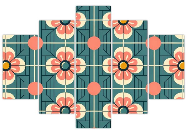Kép - Retro virágminta (150x105 cm)