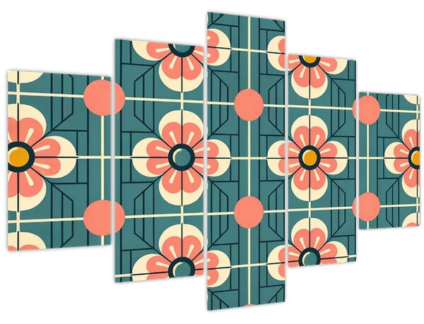 Kép - Retro virágminta (150x105 cm)