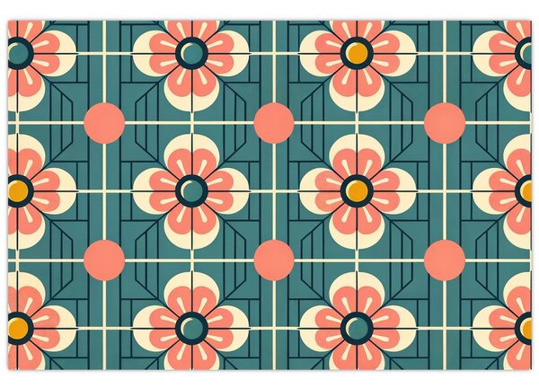 Kép - Retro virágminta (90x60 cm)