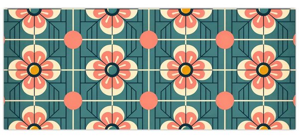 Kép - Retro virágminta (120x50 cm)