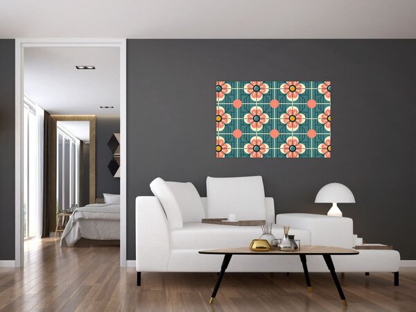 Kép - Retro virágminta (90x60 cm)
