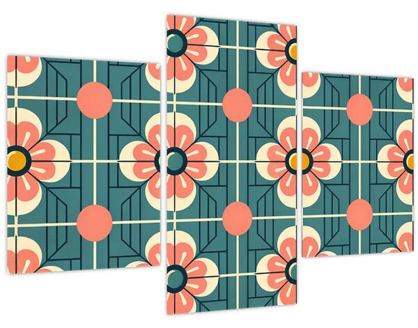 Kép - Retro virágminta (90x60 cm)