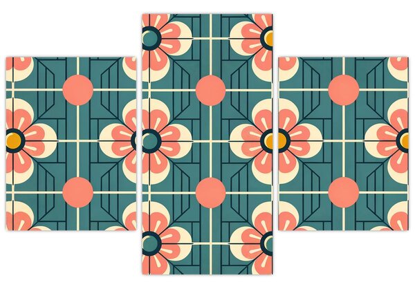 Kép - Retro virágminta (90x60 cm)