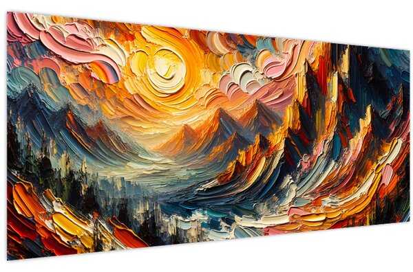 Kép - Hegyek, melyeket napfény ölel (120x50 cm)