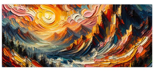 Kép - Hegyek, melyeket napfény ölel (120x50 cm)