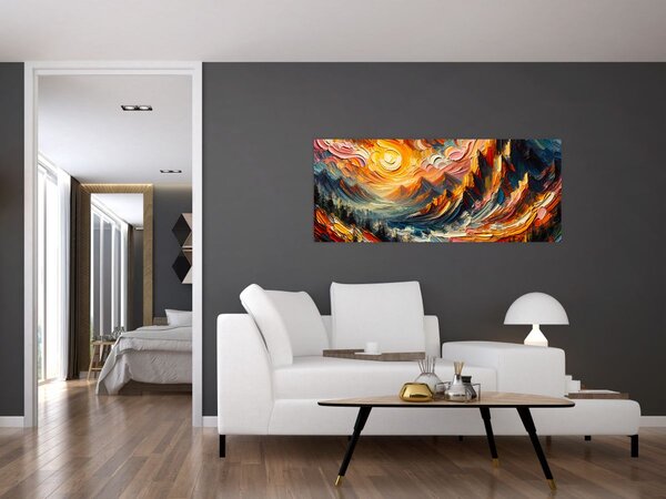 Kép - Hegyek, melyeket napfény ölel (120x50 cm)