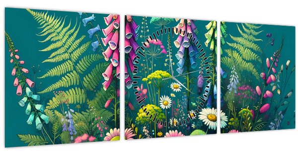Kép - Mezei virágok (órával) (90x30 cm)