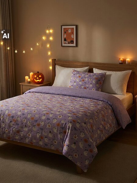Sinsay - Halloween mintás ágynemű szett - ibolyaszínű