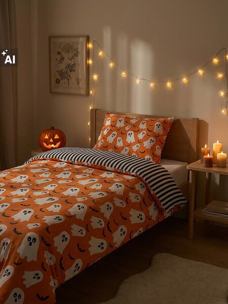 Sinsay - Halloween mintás ágynemű szett - narancs