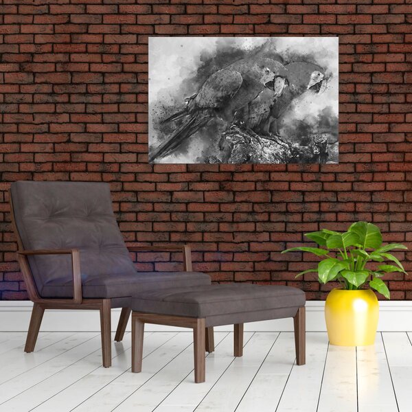 Kép - Akvarell papagájok (90x60 cm)
