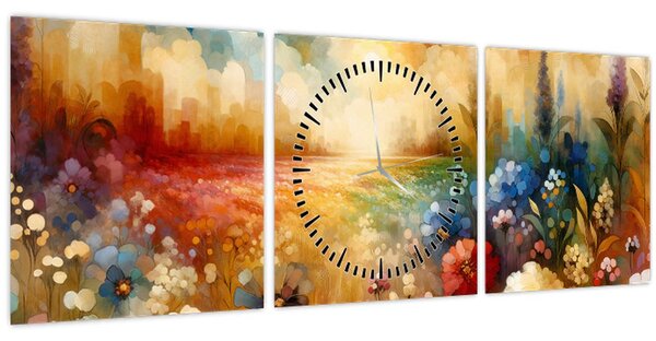 Kép - Színes rét (órával) (90x30 cm)