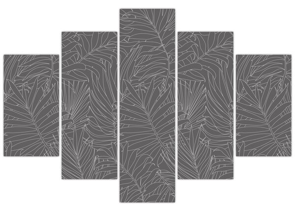Kép - Szürke pálmalevelek (150x105 cm)