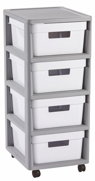 Curver Infinity Fiókos tárolódoboz 4x11L - Fehér/Szürke